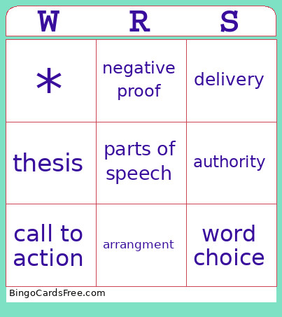 Rhetoric Bingo Card