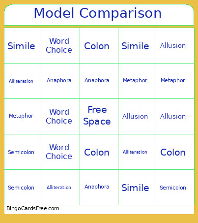 Rhetorical Bingo Card