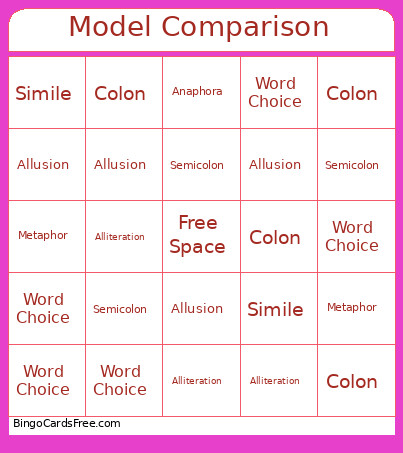 Rhetorical Tools Bingo Card