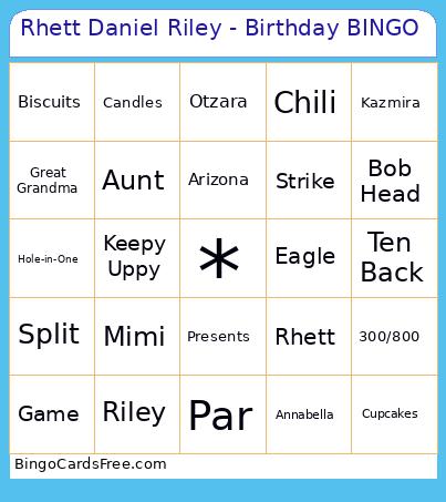 Rhett Daniel Riley - Birthday BINGO