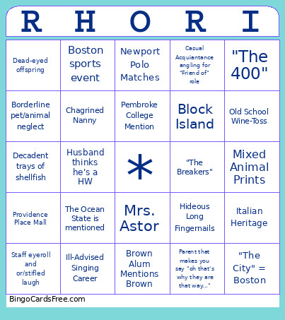 RHORI Bingo Card
