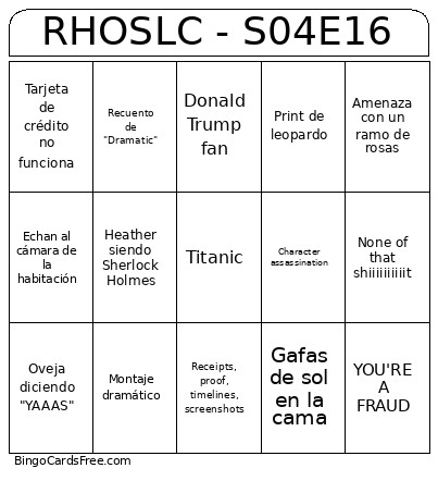 RHOSLC - S04E16 Bingo Card