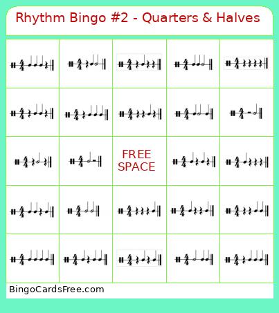 Rhythm Bingo #2 - Quarters & Halves