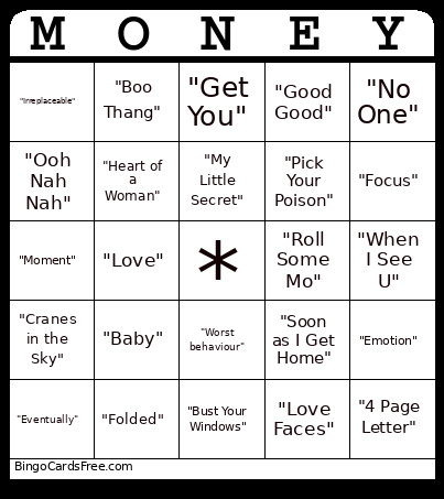 Ria’s Bday - R&B Bingo Card