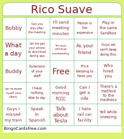 Rico Suave Bingo