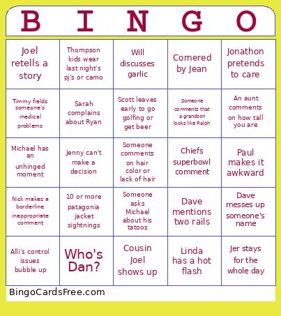 Ridder Bingo Card