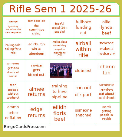 Rifle Sem 1 2025-26 Bingo Card