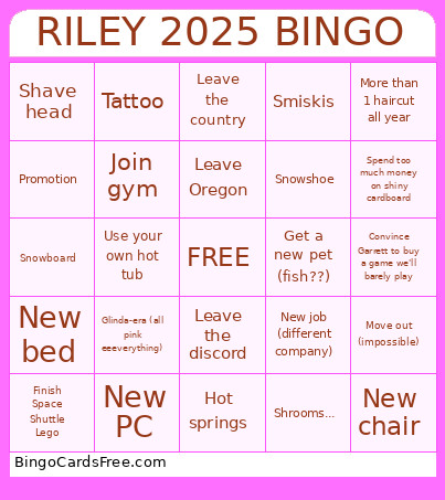 RILEY 2025 Bingo Card