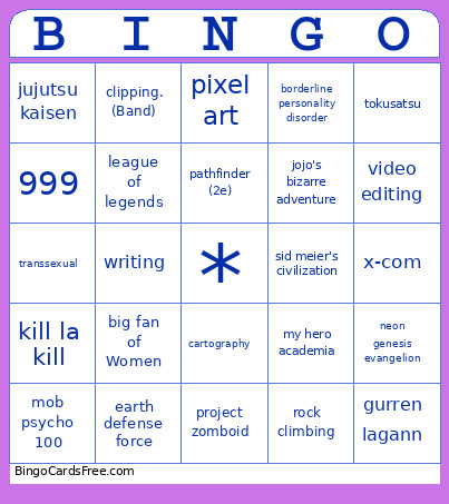 Riley Bingo Card