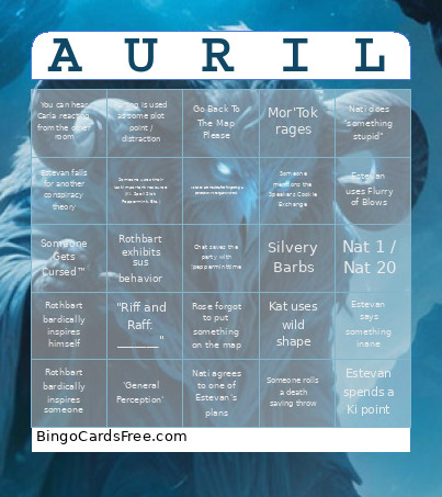 Rime Of The Frostmaiden (Rose) Bingo Card