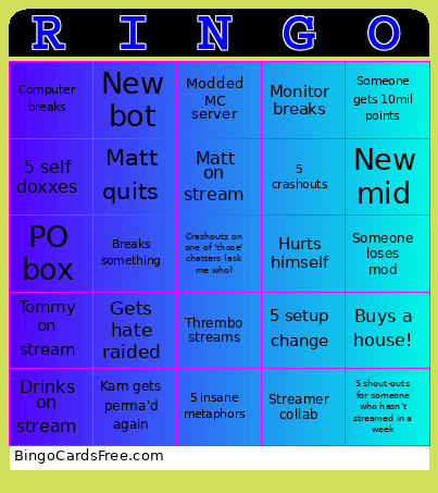 RINGO Bingo Card