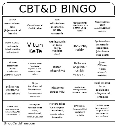 Riston Johtoryhmä Bingo Card