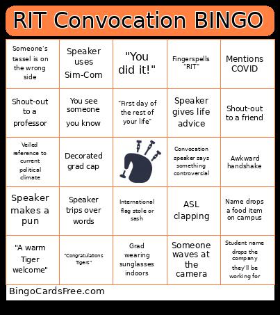 RIT Convocation Bingo Card