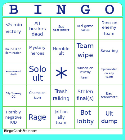 Rivals Bingo Card