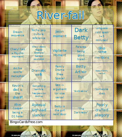 Riverdale Is Quality Television Bingo Card