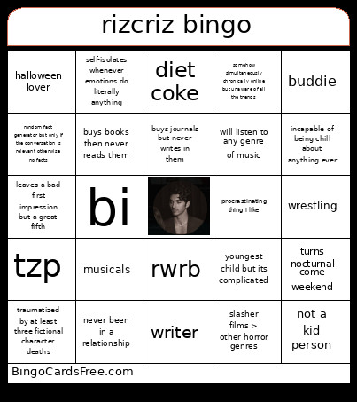 Rizcriz Bingo Card