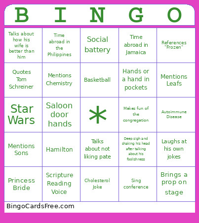 RJ Isms Bingo Card