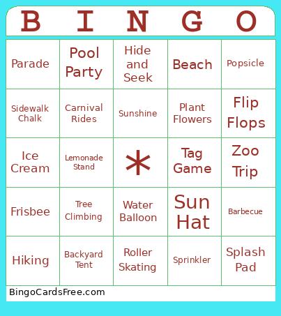 RM SUMMER LIST Bingo