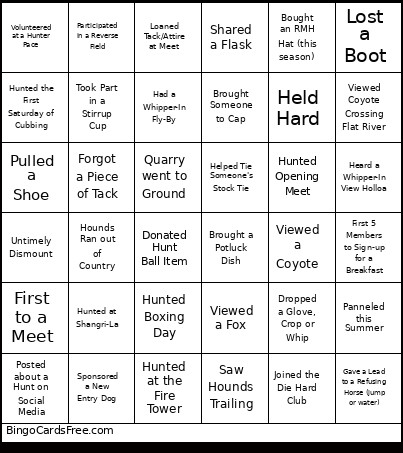 RMH Bingo Card