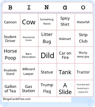 ROAD TRIP! Bingo