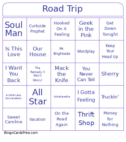 Road Trip Bingo Card