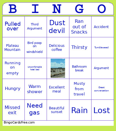 Road Trip Bingo Card 3