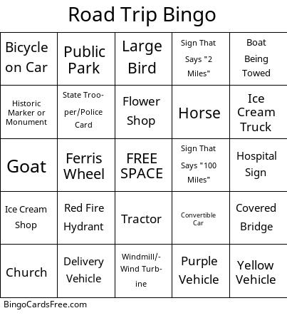 Road Trip Bingo