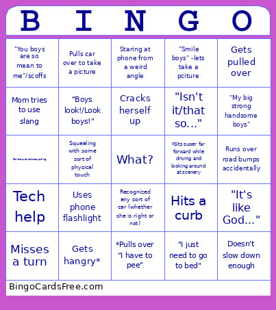 Road Trip Bingo Card 3