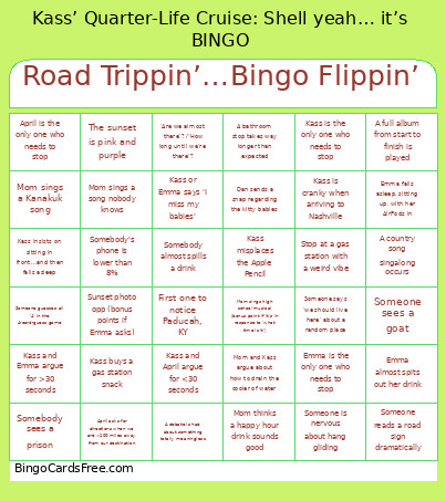 Road Trippin’… Flippin’ Bingo Card