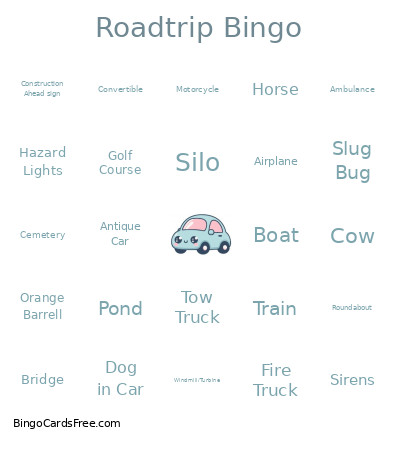 Roadtrip Bingo Card