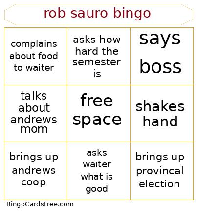 rob sauro bingo