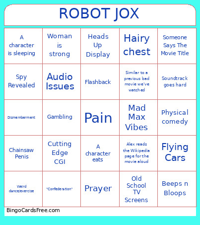 ROBOT JOX Bingo Card