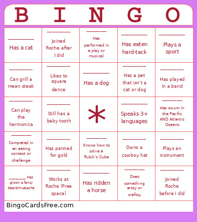 Roche Bingo Card