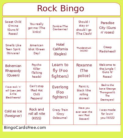 Rock Bingo