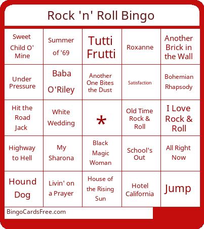 Rock 'n' Roll Bingo