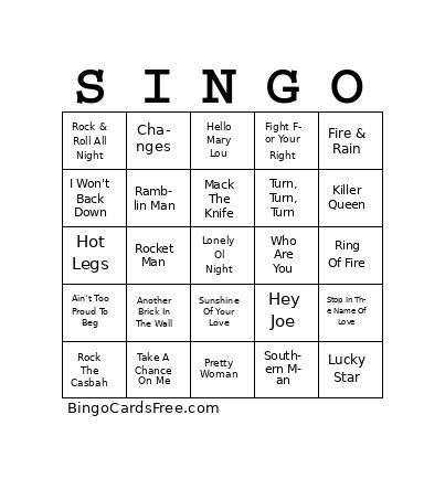 Rock N Roll HOF V01 Bingo
