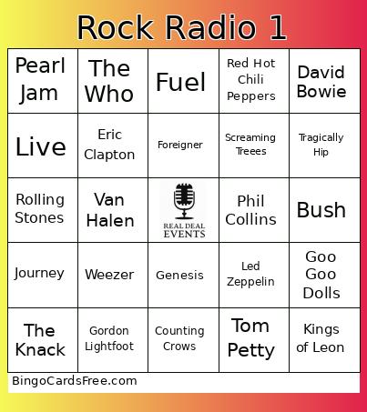 Rock Radio 1 Bingo