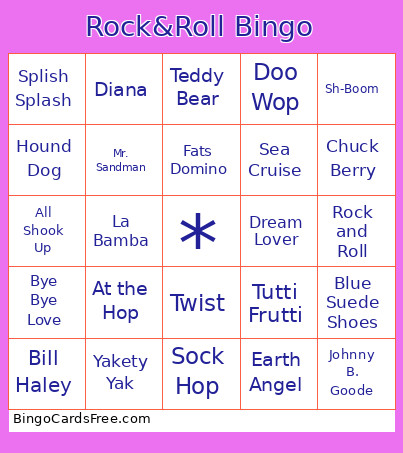 Rock&Roll Bingo Card