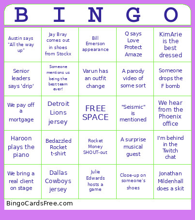 Rocket ACM Bingo Card