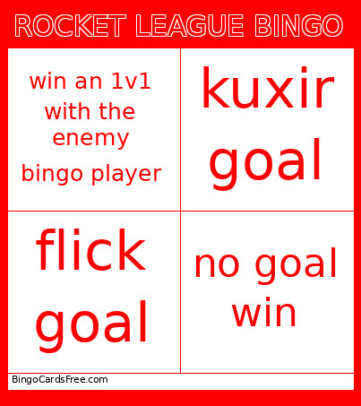 ROCKET LEAGUE Bingo Card