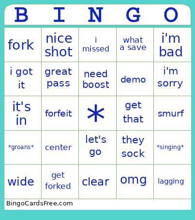Rocket League Red And Joel Bingo Card