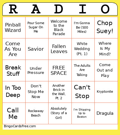 Rockin' Radio Bingo Card