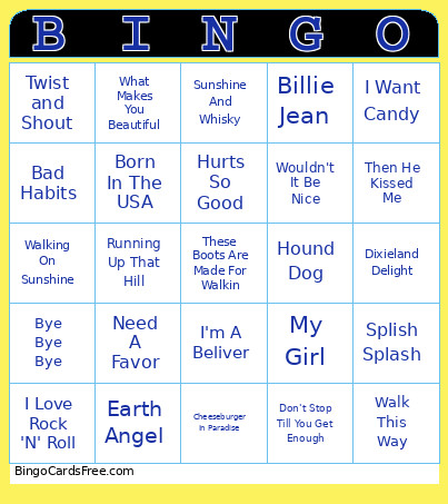 Rockstar Bingo Card