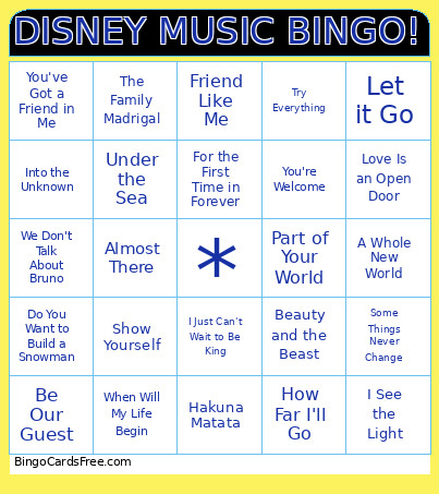 Rockstar Bingo Card