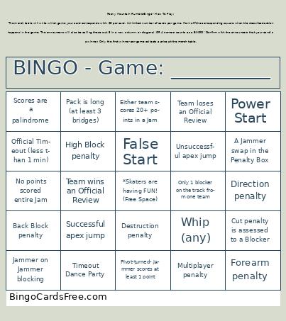 Rocky Mountain Rumble Bingo