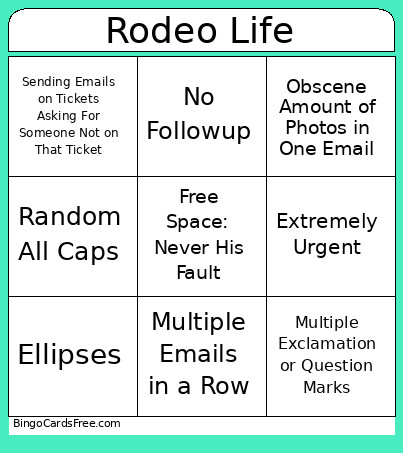 Rodeo Life Bingo Card