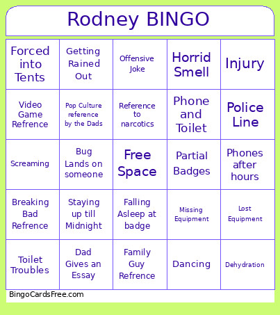Rodney Bingo Card