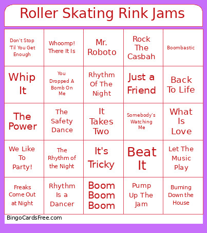 Roller Skating Rink James Bingo Card