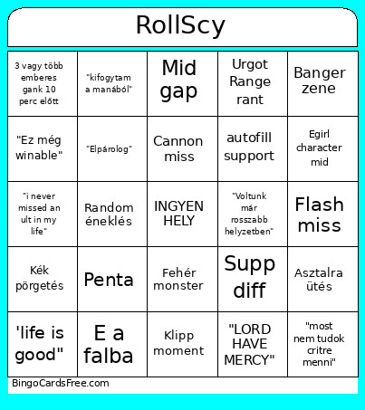 ROllScy Bingo Card