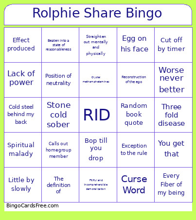 Rolphie Share Bingo Card